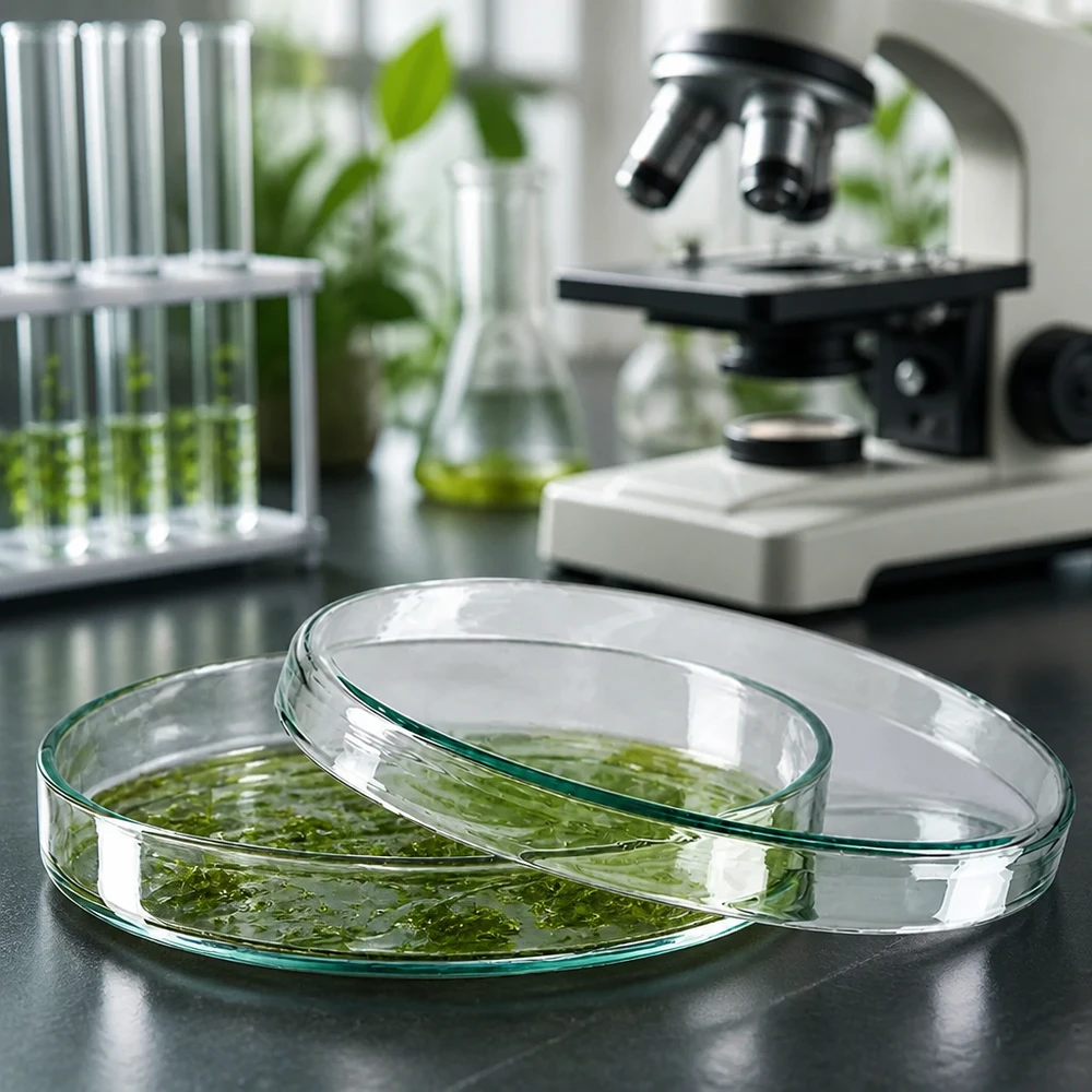 Petrischale aus klarem Glas 100mm für mikroskopische Algen und Pflanzenproben