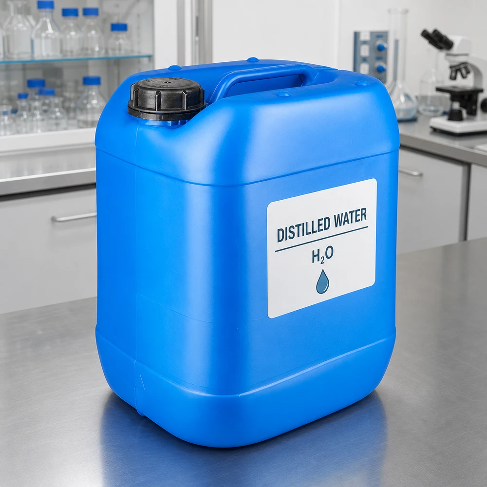 Chemikalienkanister 20 Liter blau mit breitem Schraubverschluss und Tragegriff
