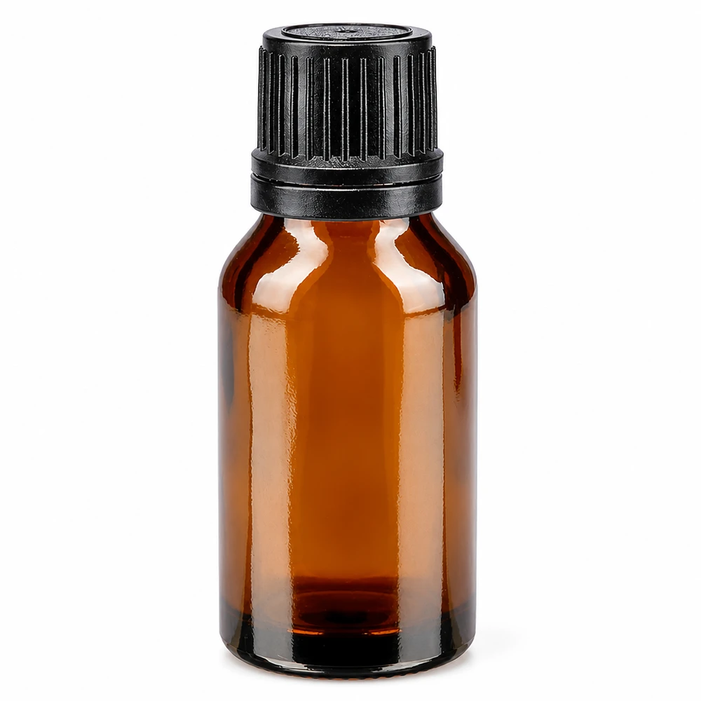 Apothekenflasche braun 15ml Tropfverschluss Giessring 1mm schwarz Originalitätsverschluss Braune Medizinflasche 15ml mit schwarzem Schraubverschluss und 1mm Tropföffnung