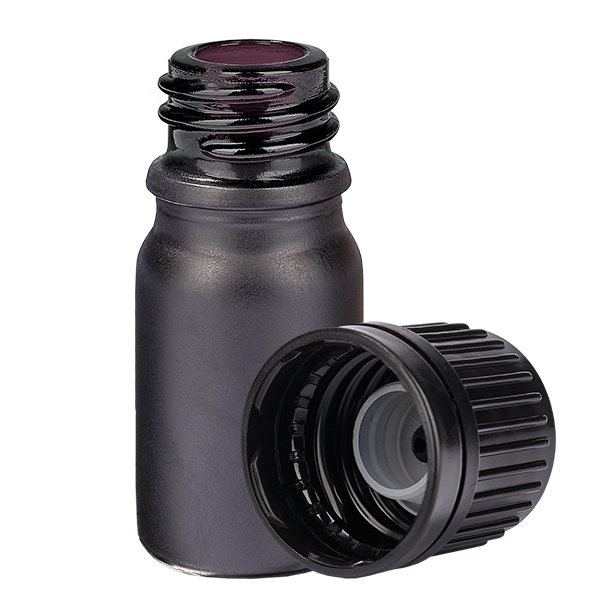 5ml Globuliflasche 3mm Giessring schwarz Originalitätsverschluss BlackLine UT18/5