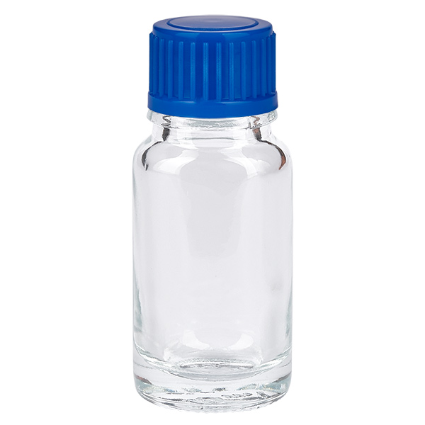 Bottiglia da 10ml 11mm SV blu STD ClearLine UT18/10 Flacone in vetro trasparente da 10 ml con tappo a vite blu ClearLine UT18/10 per applicazioni farmaceutiche