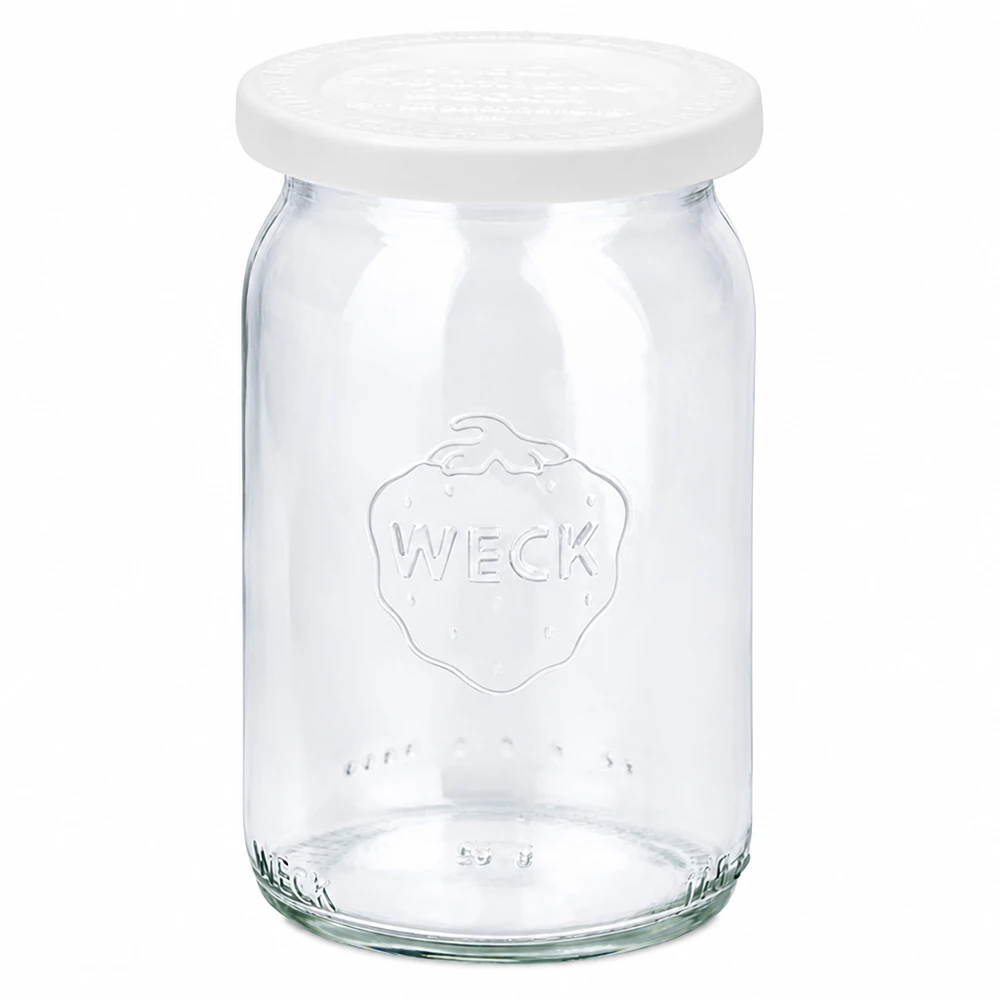 Barattolo cilindrico da 145 ml con coperchio salvafreschezza. WECK RR40 WECK barattolo cilindrico 145ml con coperchio bianco freshness RR40 barattolo per conserve vuoto trasparente