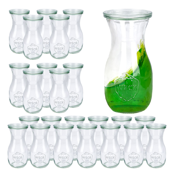 Set di 24 barattoli Weck da 290 ml con 24 coperchi in vetro Set di 24 barattoli Weck da 290 ml con 24 coperchi in vetro