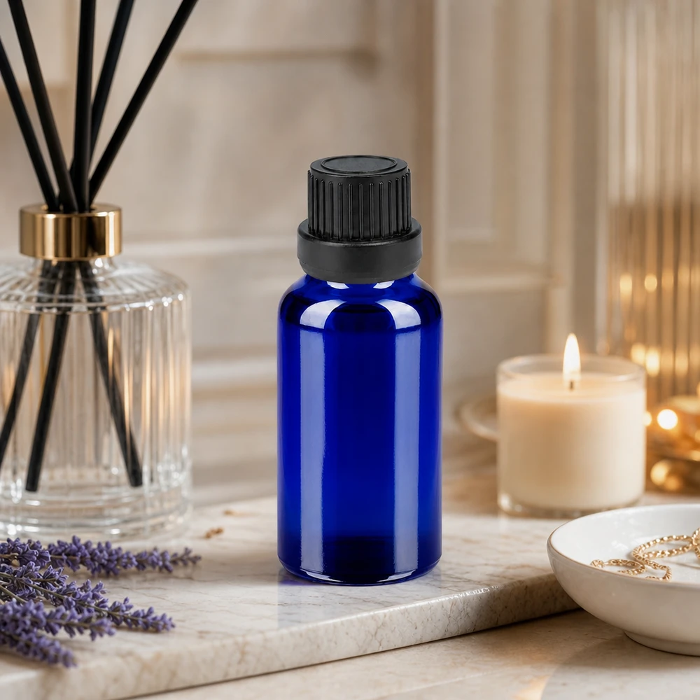 Bottiglia da 20ml 11mm SV nero OV BlueLine UT18/20 Flacone per farmacisti da 20 ml in blu classico con filettatura robusta per la qualità del laboratorio