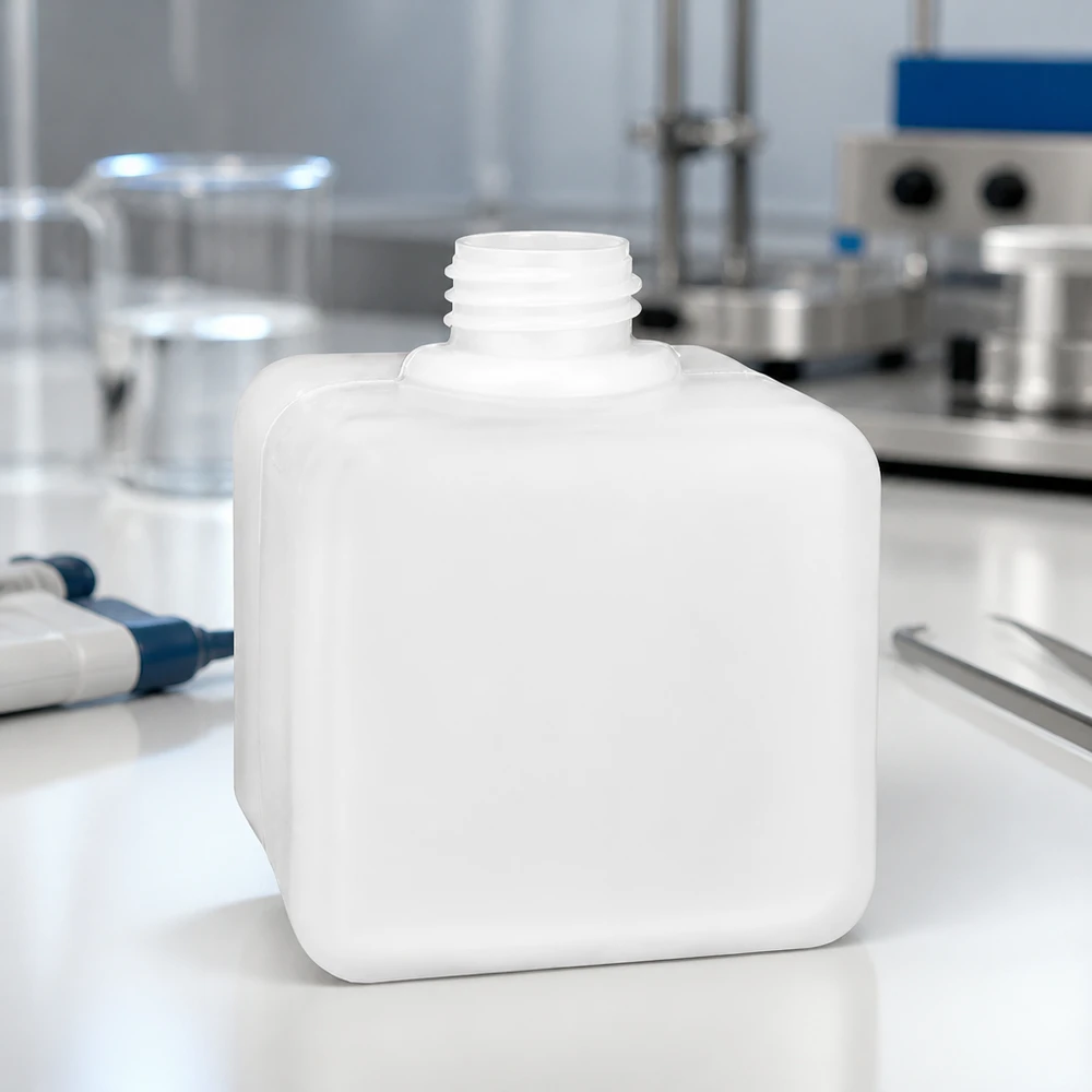 Flacon à produits chimiques 500 ml à col étroit, PEHD couleur naturelle, GL 32 Flacon de laboratoire compact en PE-HD de 500 ml, col étroit GL32, destiné au stockage de liquides et de solides