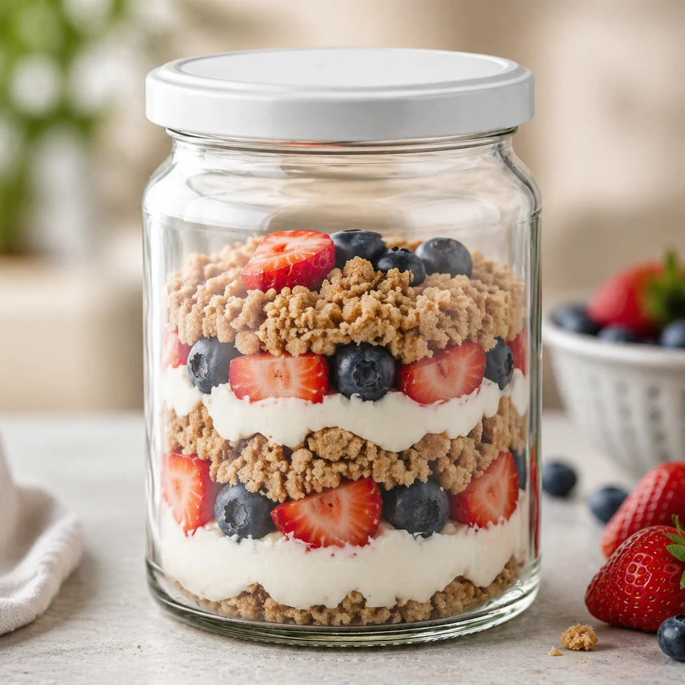 Bicchiere rotondo da 205 ml UNiTWIST come bicchiere da dessert per dessert a strati con frutti di bosco e yogurt - bicchiere versatile