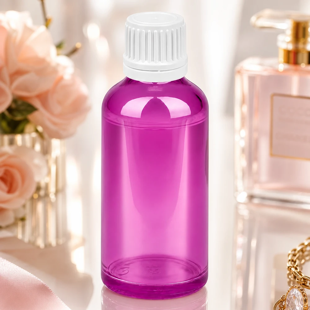 Bottiglia da 50ml tappo a vite 11mm bianco Originalità tappo a vite PurpleLine UT18/50 Flacone professionale da 50 ml in viola con tappo SV bianco per farmacia