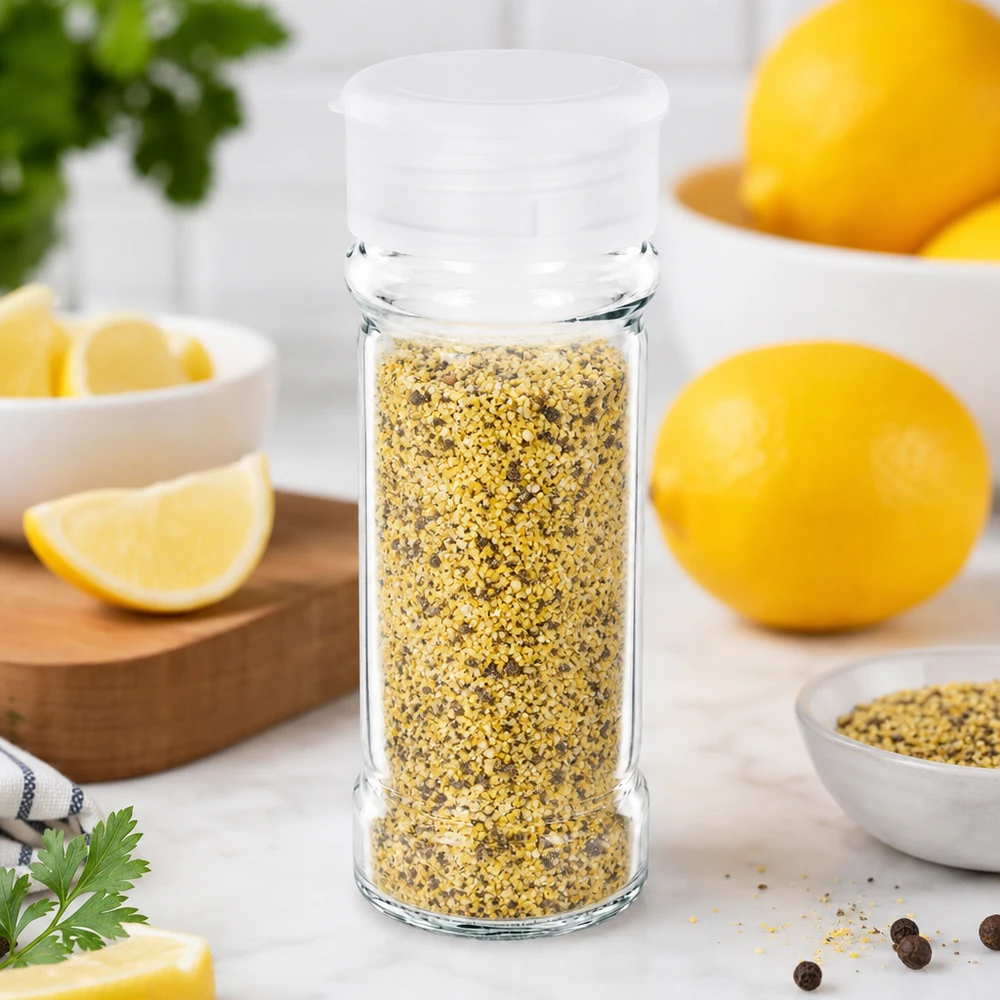 Pot à sel/épices 100 ml avec saupoudreuse, blanc Nachfüllbares Gewürzglas 100ml mit Streuerdeckel für Kräutersalz und Gewürzmischungen