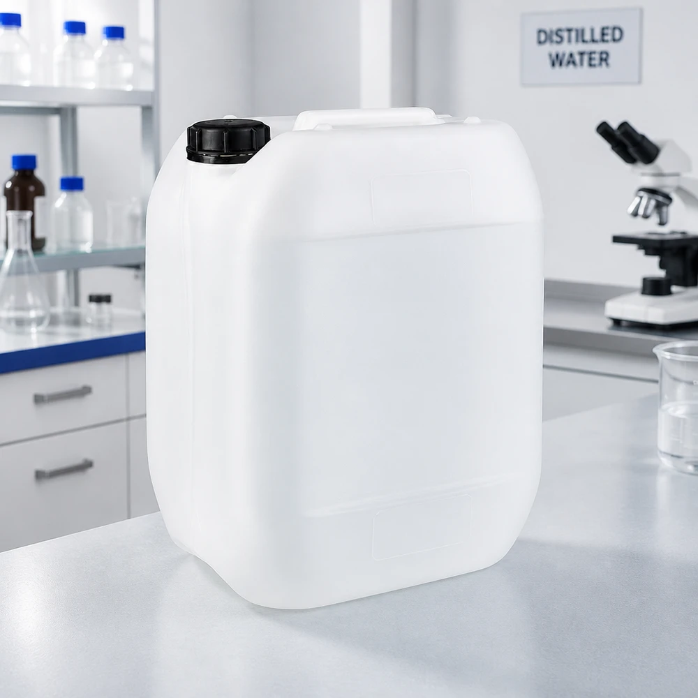 Kanister 10 Liter mit Schraubverschluss Originalitätsverschluss Stapelbarer 10L Flüssigkeitskanister mit engem Schraubverschluss für sichere Lagerung im Labor
