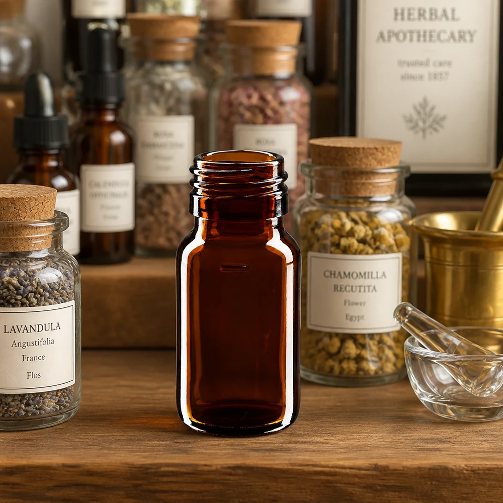 Flacone per medicinali da 30ml marrone, senza tappo PP28 ApoGlas Flacone compatto in vetro marrone 30ml PP28 per estratti di erbe e rimedi naturali