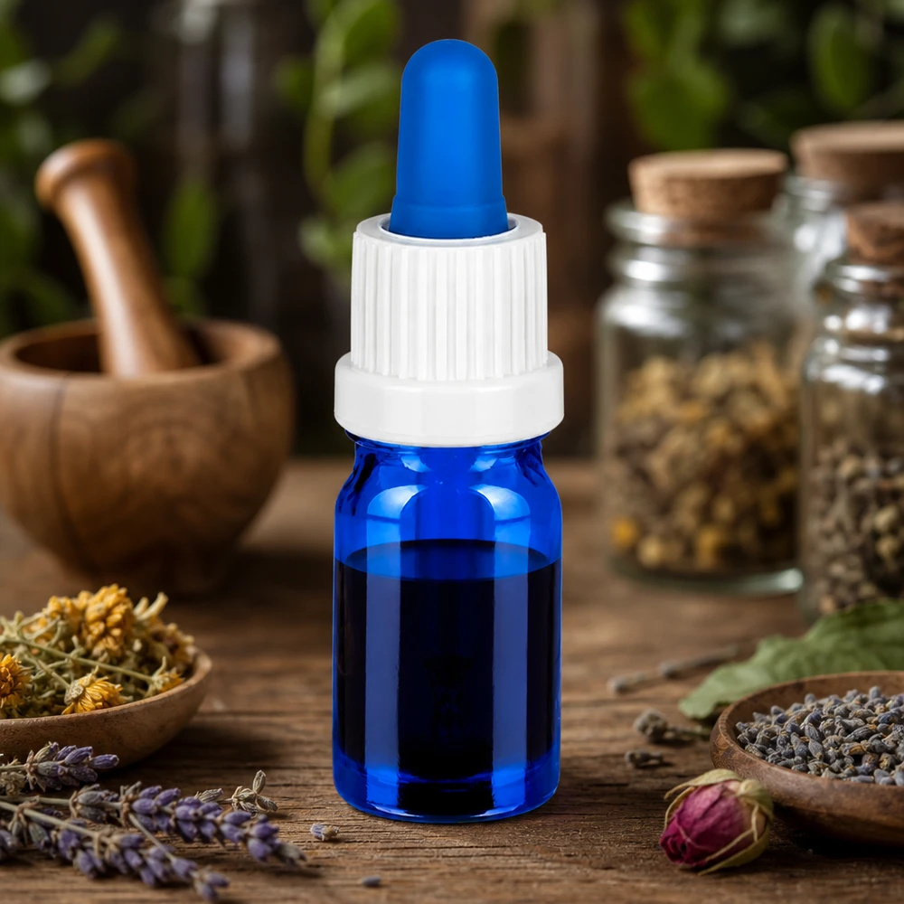 Versatile flacone a pipetta da 5 ml in blu per rimedi omeopatici e oli essenziali