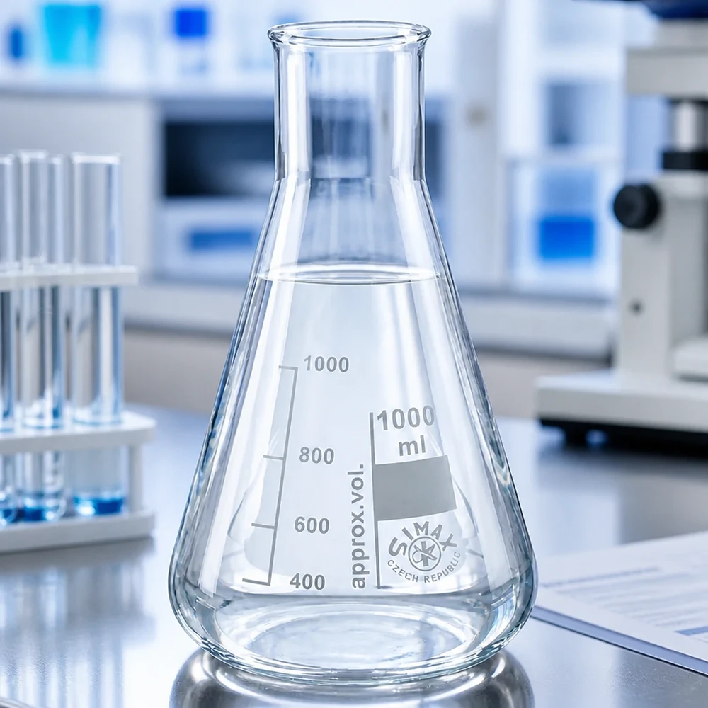 Pallone volumetrico graduato da 100 ml di forma conica con collo largo per la tecnologia di laboratorio professionale