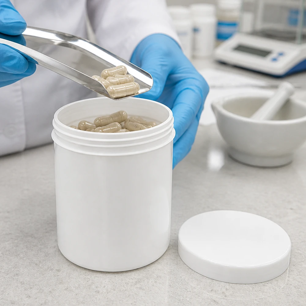Pot à onguent blanc 20 g avec couvercle blanc (PP) Pot à pommade blanc de 20 g en PP avec couvercle à vis utilisé dans la production pharmaceutique