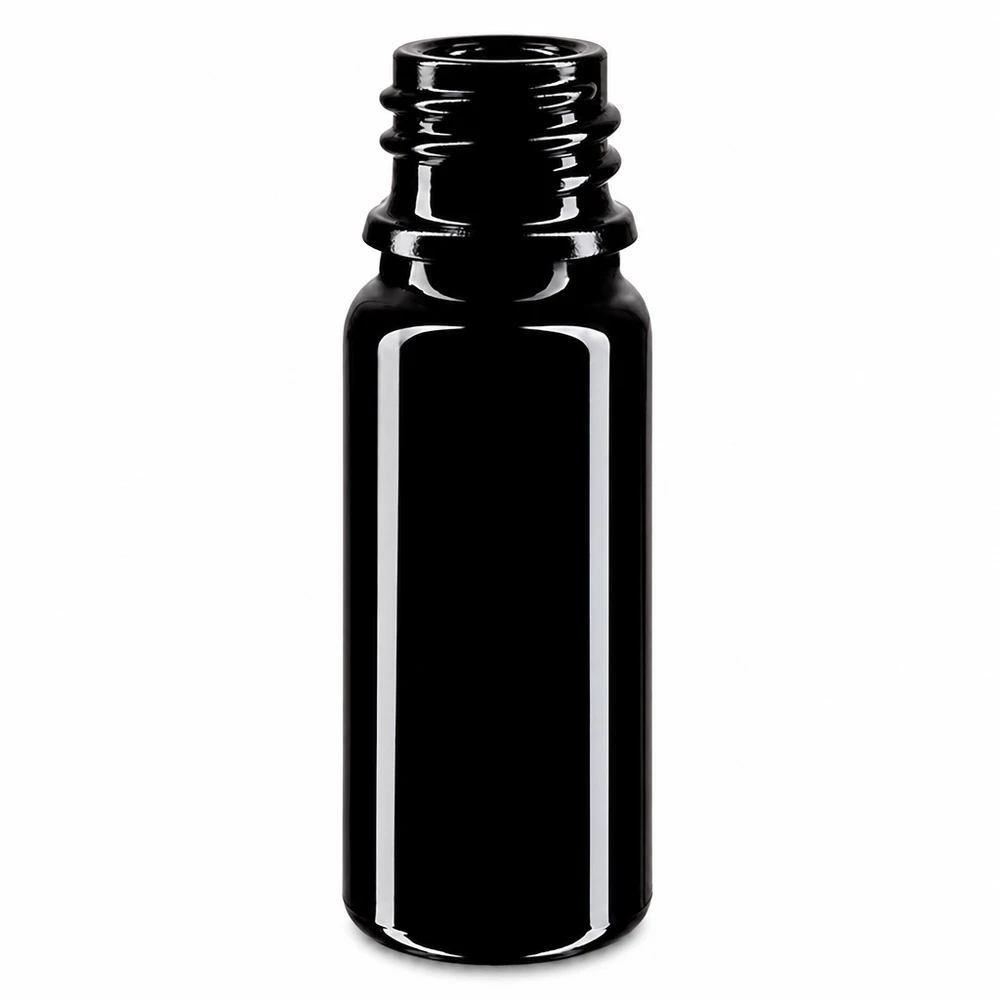 Flacone contagocce "Orion" da 10-70 ml in vetro viola Miron Bottiglia in vetro viola DIN 18 in un elegante look nero per ingredienti di alta qualità