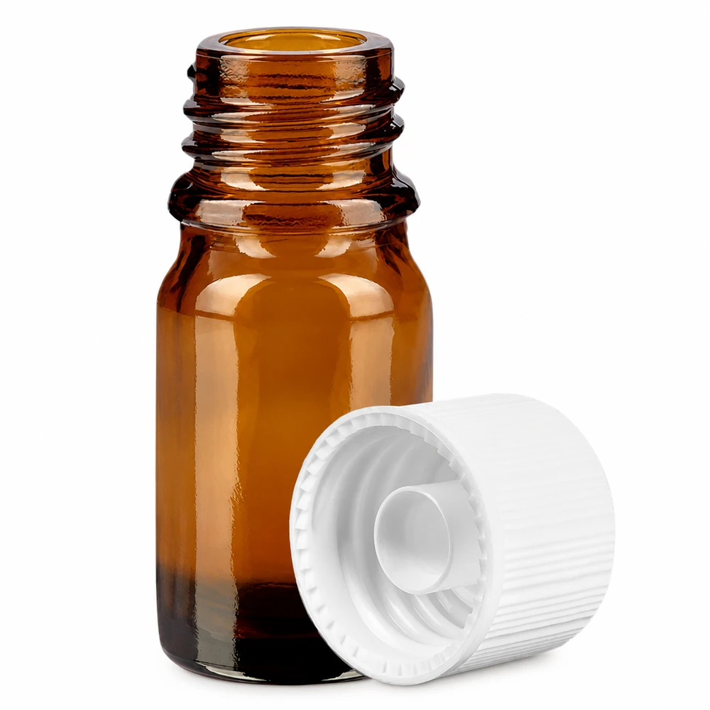 Bottiglia da 5ml 11mm SV bianco STD BrownLine UT18/5 Flacone da 5 ml in vetro ambrato con filettatura da 11 mm e tappo bianco per la protezione dai raggi UV di sostanze sensibili