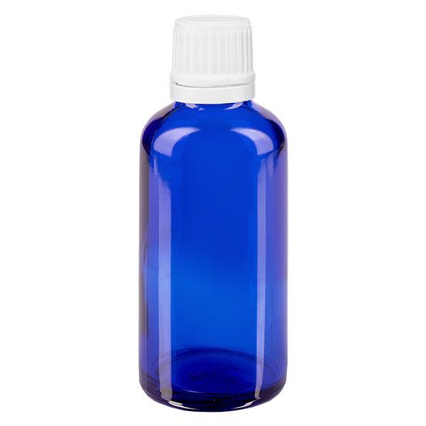 Bottiglia da farmacia blu da 50ml. SV OV bianco/11mm ApoGlas Bottiglia da farmacia blu da 50ml. SV OV bianco/11mm ApoGlas