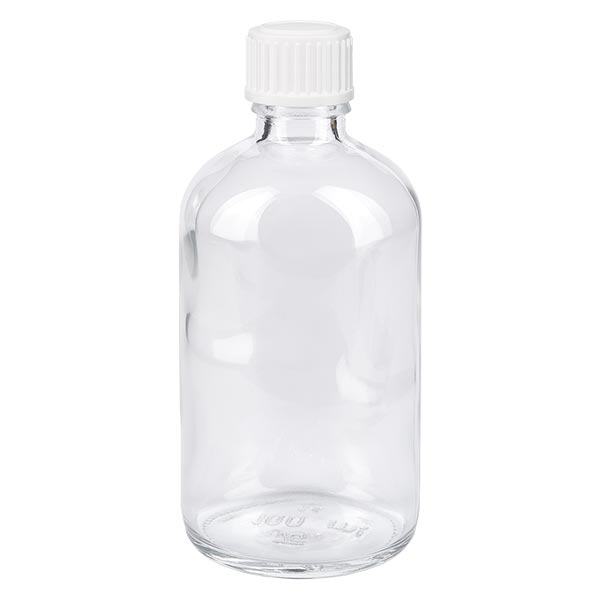 Apothekenflasche klar 100ml Schraubverschluss weiß Standard