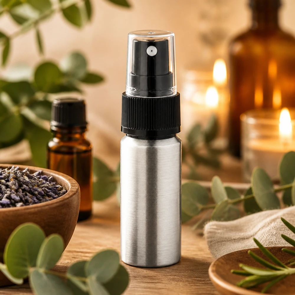 20ml geschliffene Aluflasche mit Zerstäuber Premium 20ml Zerstäuberflasche aus gebürstetem Aluminum für professionelle Anwendungen