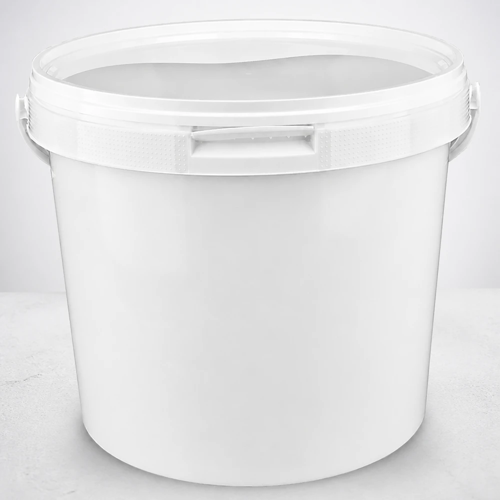 Eimer 5.6L aus weißem Kunststoff Polypropylen mit Deckel Leichter Mehrzweckeimer 5,6 Liter PP weiß mit bruchsicherem Kunststoffdeckel