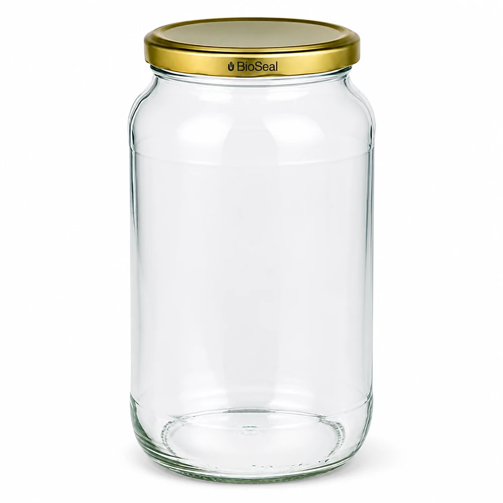 1062ml Rundglas mit BioSeal Deckel gold UNiTWIST UNiTWIST Runda1062 Einmachglas mit goldenem TO82 BioSeal Deckel transparent leer Vorratsbehalter