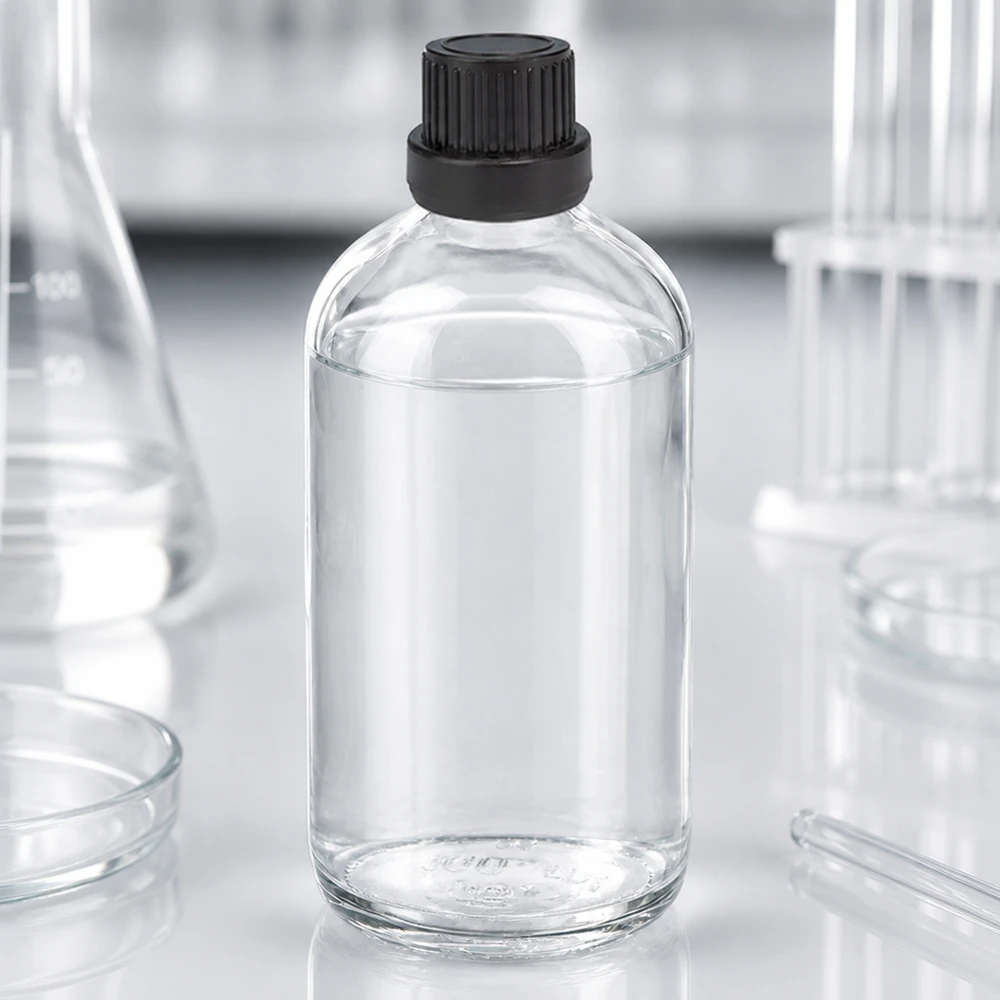 Flacone contagocce da 100 ml 2 mm nero OV ClearLine UT18/100 Fiaschetta da laboratorio cilindrica da 100 ml con beccuccio da 2 mm e tappo OV nero ClearLine