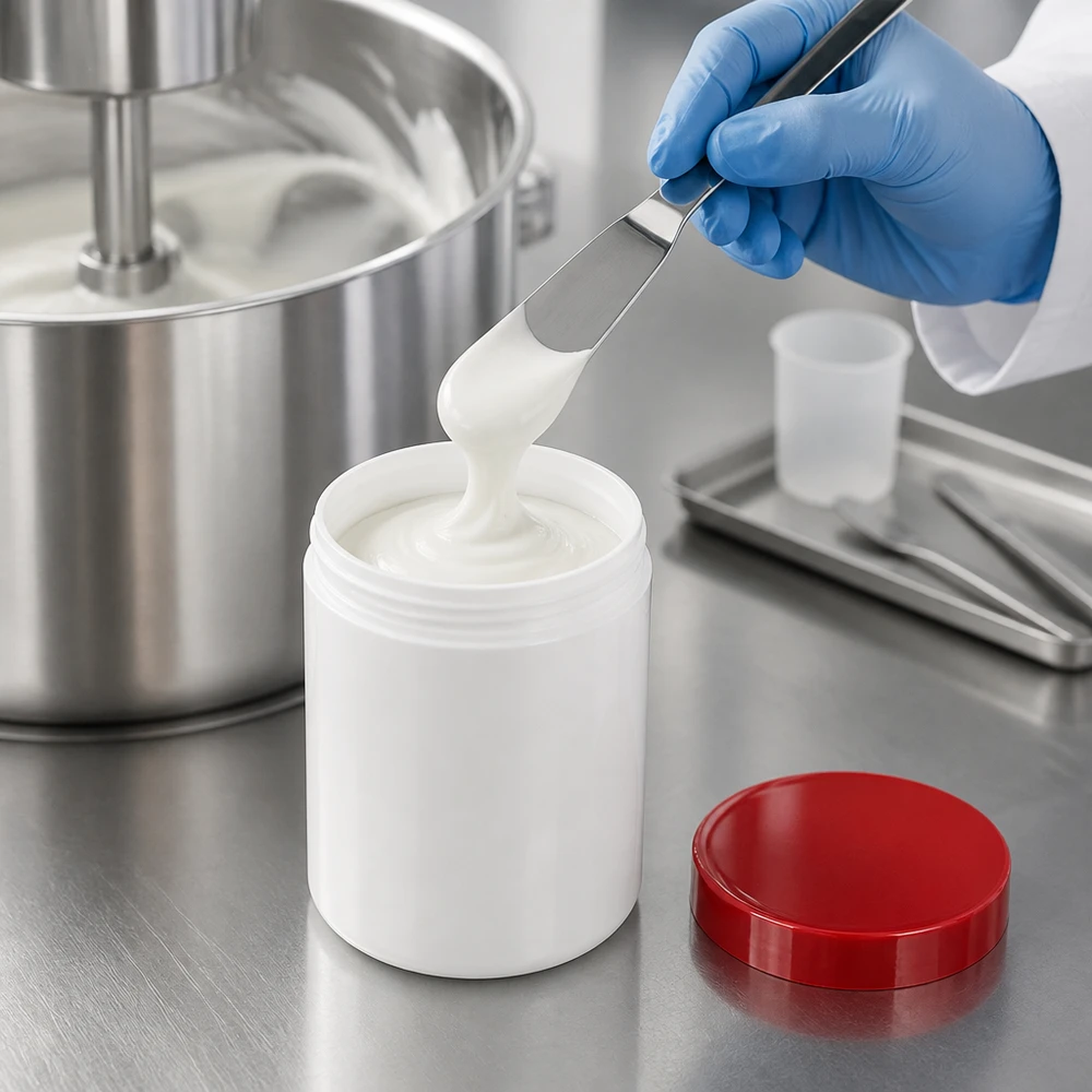 Pot de pharmacie de 500 g, pot rond blanc avec couvercle rouge en PP, pour préparations magistrales