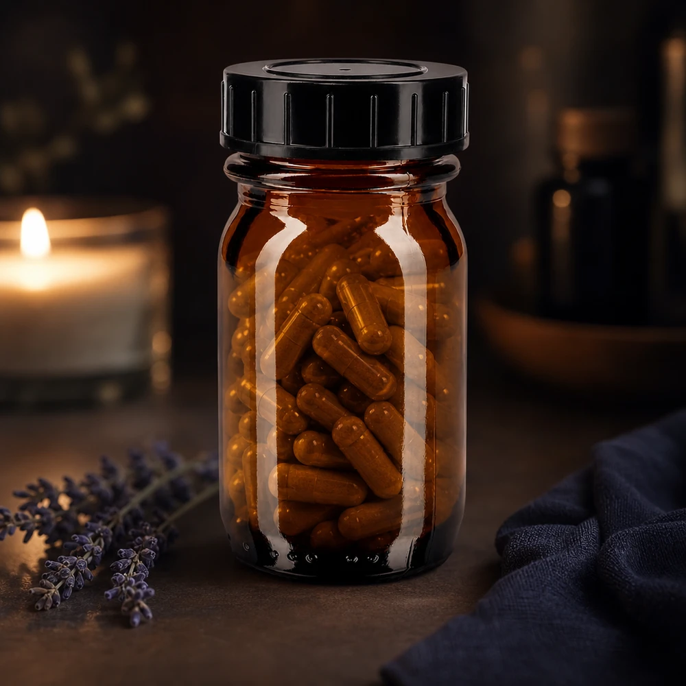 Bocal à col large en verre ambré 30 ml + couvercle à vis Flacon en verre brun à col large 30ml avec bouchon à vis pour gélules et comprimés