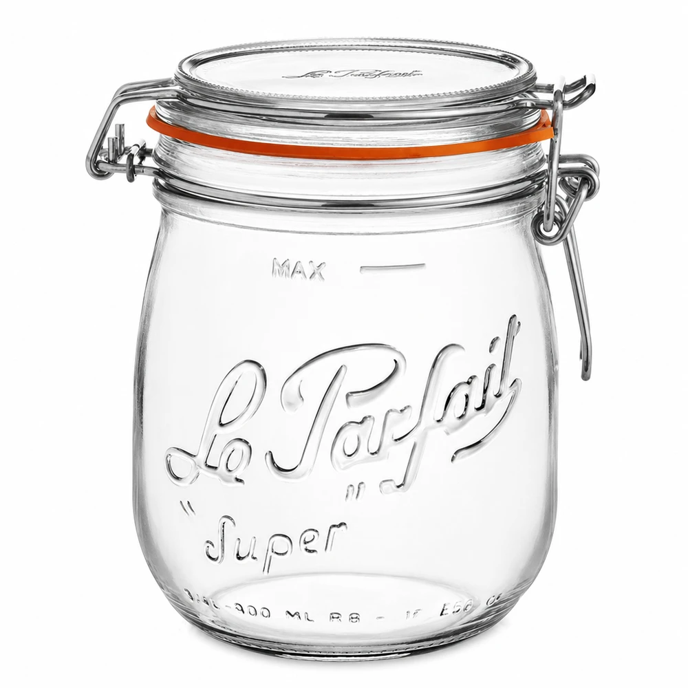 Vasetto Le Parfait® 750 ml Ø85 mm conserve Barattolo da 750 ml Le Parfait Super con tappo girevole e guarnizione in gomma in vetro trasparente per la cucina