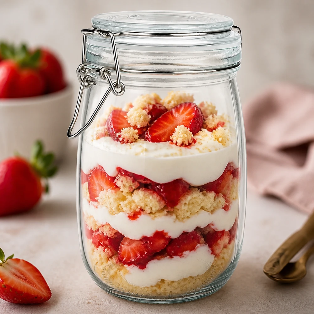 Barattolo grande da 1000 ml con dessert alla fragola - ideale per la preparazione dei pasti e la conservazione dei dolci