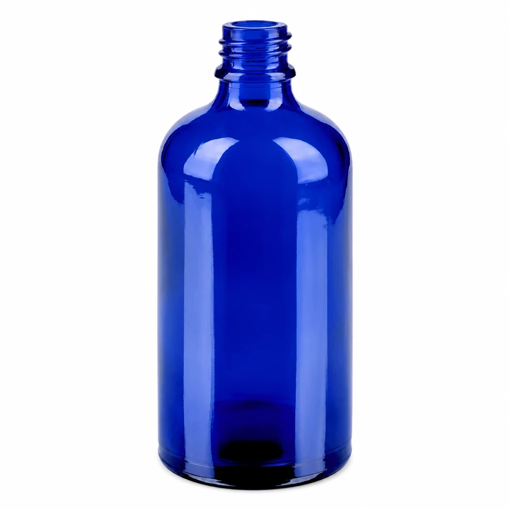 100ml Nasensprayflaschwarz weiß/transparent Standardverschluss BlueLine UT18/100 Blaue 100ml Sprayflasche mit transparentem Gewinde für medizinische Lösungen