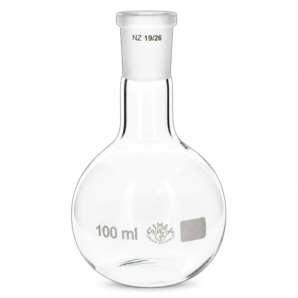 Fiaschetta da 100 ml con giunto standard smerigliato (19/26) Pallone a fondo tondo da 100 ml con giunto rettificato 19/26 per chimica organica