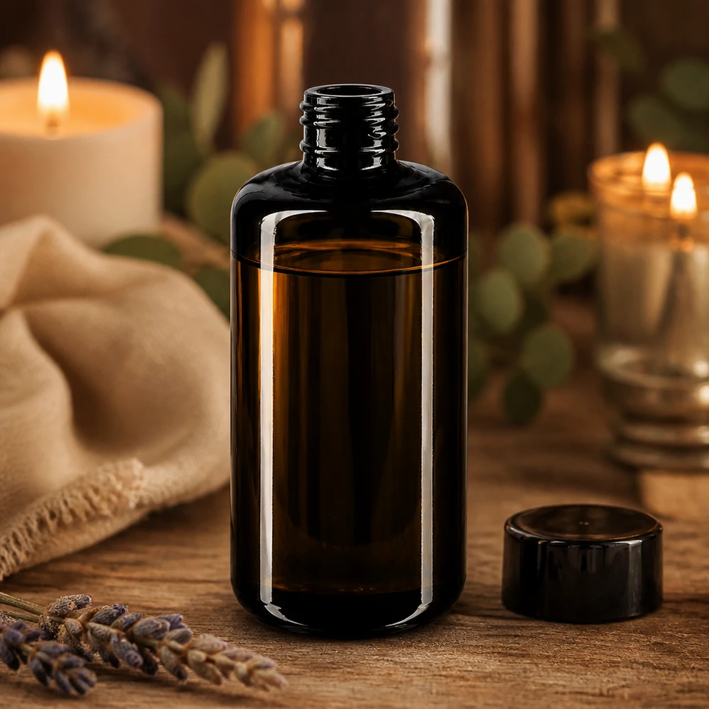 Violettglas Flasche 200ml 410/24 Premium Glasflasche Draco 200ml mit matter Oberfläche für luxuriöse Kosmetik-Präsentationen