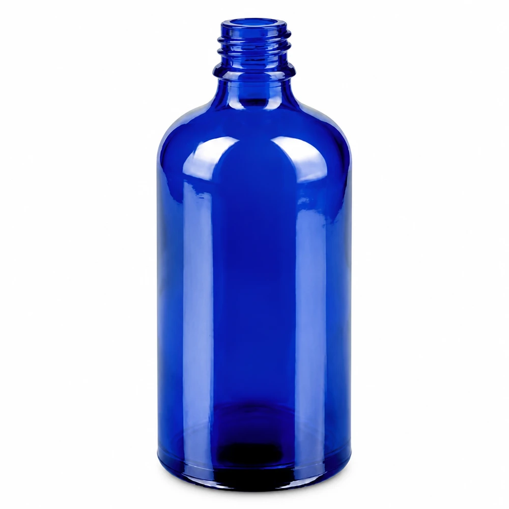 100ml Sprayflasche gelb/transparent Standardverschluss BlueLine UT18/100 Kompakte blaue Glassprayflasche 100ml mit feinem Sprühnebel für Gesichtswasser