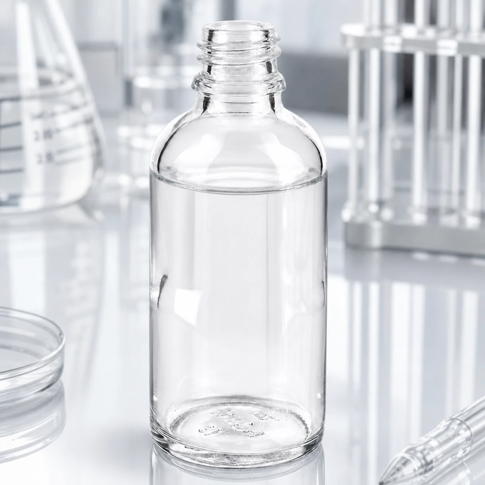 Klarglas Flasche 50ml DIN 18 50ml ApoGlas Glasflasche mit glattem Finish ideal für Kosmetik und Naturheilkunde
