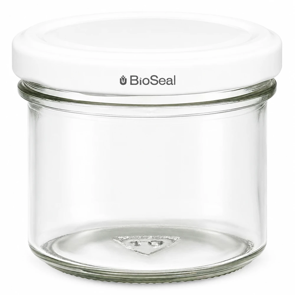 UNiTWIST Sturzglas 125ml mit weißem TO66 BioSeal Deckel Einmachglas Marmeladenglas transparent