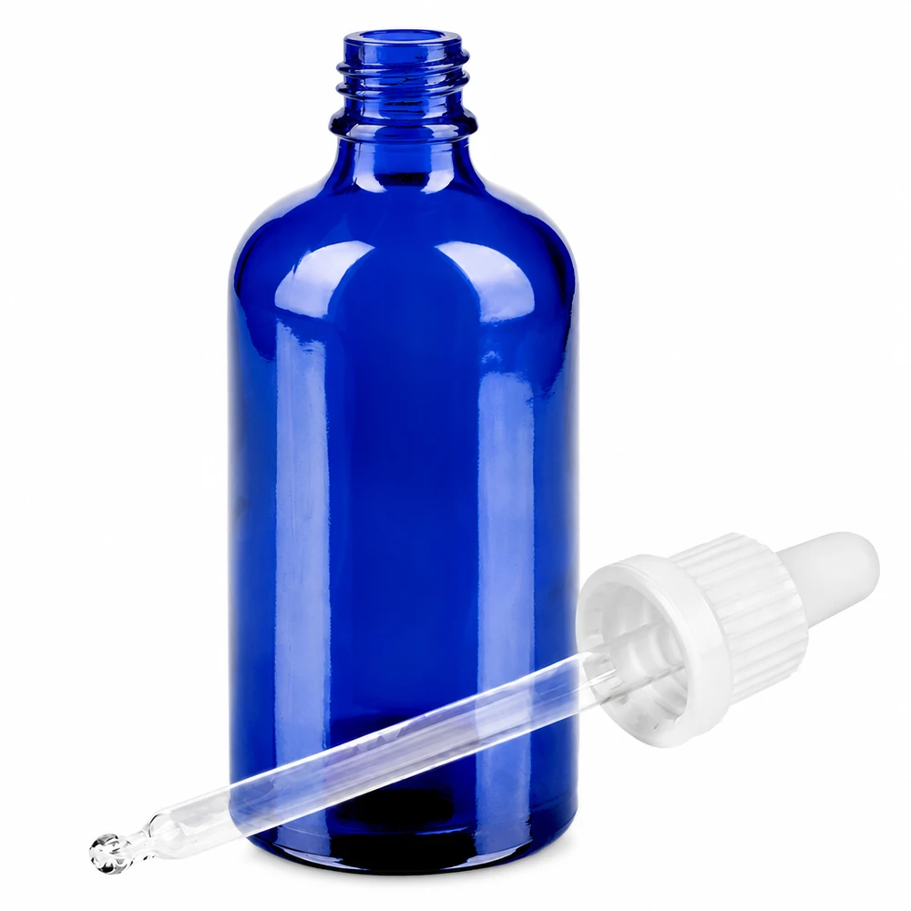 100ml Pipettenflasche weiß Originalitätsverschluss BlueLine UT18/100 Professionelle blaue Pipettenflasche 100ml mit weißem Tropfer für genaue Abfüllung