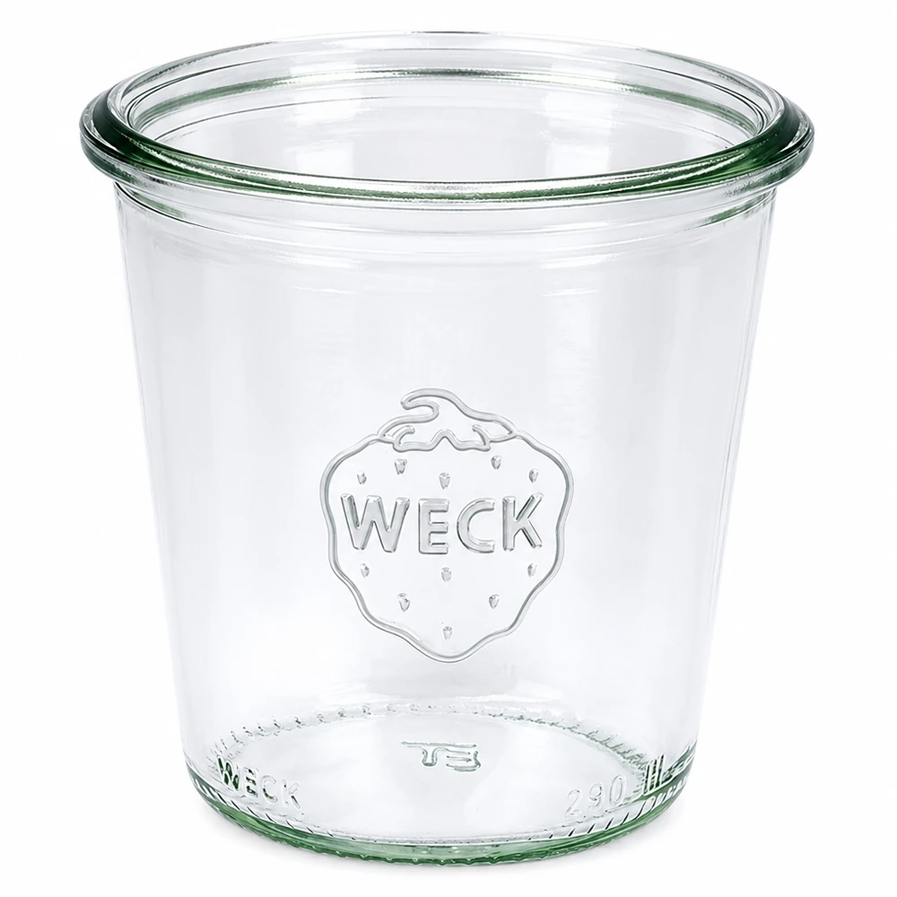 Vaso di vetro alto da 290 ml WECK RR80 Bicchieri WECK 290ml RR80 ad alta trasparenza con logo WECK per conservare e inscatolare