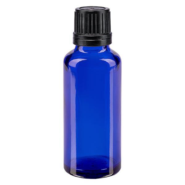 Bottiglia contagocce blu da 30ml OV nero/1mm ApoGlas Bottiglia contagocce blu da 30ml OV nero/1mm ApoGlas