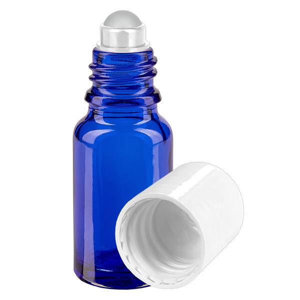 Flacone roll-on 10ml blu STD bianco ApoGlas Flacone roll-on 10ml blu STD bianco ApoGlas