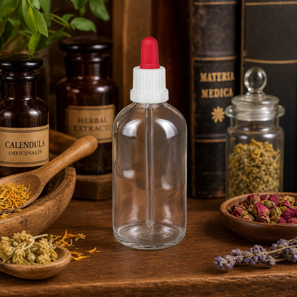 100ml Pipettenflasche weiß/rot Originalitätsverschluss ClearLine UT18/100 100ml Flasche mit Glaspipette und rotem Saugball für präzise Dosierung von Flüssigkeiten weiss