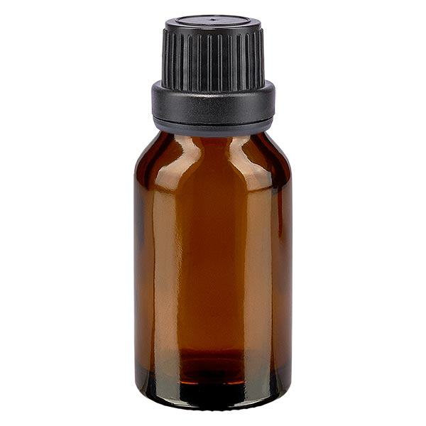 Bottiglia per farmacia marrone 15ml tappo a vite nero stretto OV Bottiglia per farmacia marrone 15ml tappo a vite nero stretto OV