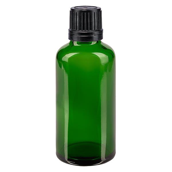 Flacone contagocce verde 50ml OV nero/1mm ApoGlas Flacone contagocce verde 50ml OV nero/1mm ApoGlas