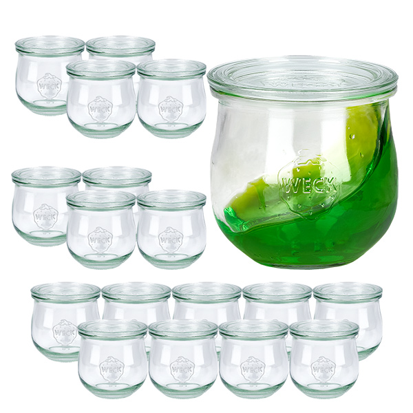 18er Set Weck Gläser 370ml Tulpenglas mit 18 Glasdeckeln