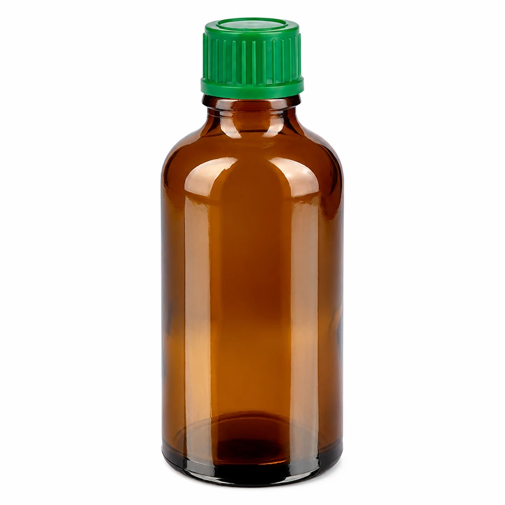 50ml Flasche 11mm Schraubverschluss grün Standard BrownLine UT18/50 50ml BrownLine Glasflasche mit grünem 11mm Verschluss für Pharmazie