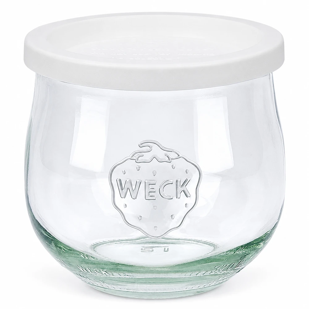 Vaso a tulipano da 370 ml con coperchio a tenuta ermetica WECK RR80 WECK vaso a tulipano 370ml con coperchio bianco per la freschezza RR80 vaso per la conservazione e lo stoccaggio