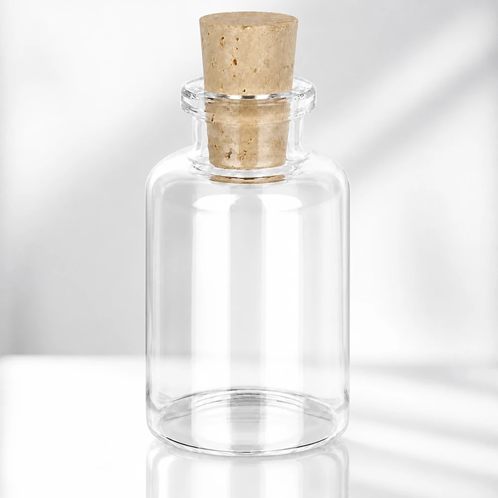Flasche Klarglas 30ml mit Korken 11/14mm Glasflasche mit breitem Korpus 30ml und konischem Korken 11/14mm aus natürlichem Material