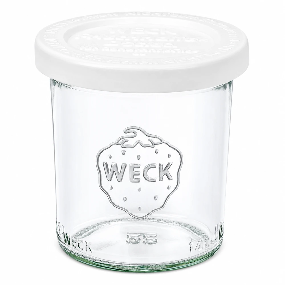 Vaso di vetro da 140 ml con coperchio ermetico WECK RR60 WECK Barattolo da 140 ml con coperchio bianco RR60 per marmellata e conserve