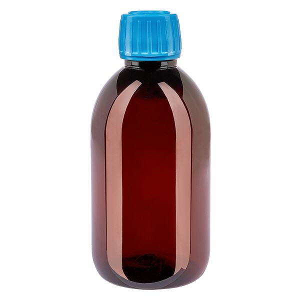PET Flasche 250ml mit blauem Verschluss Originalitätsverschluss