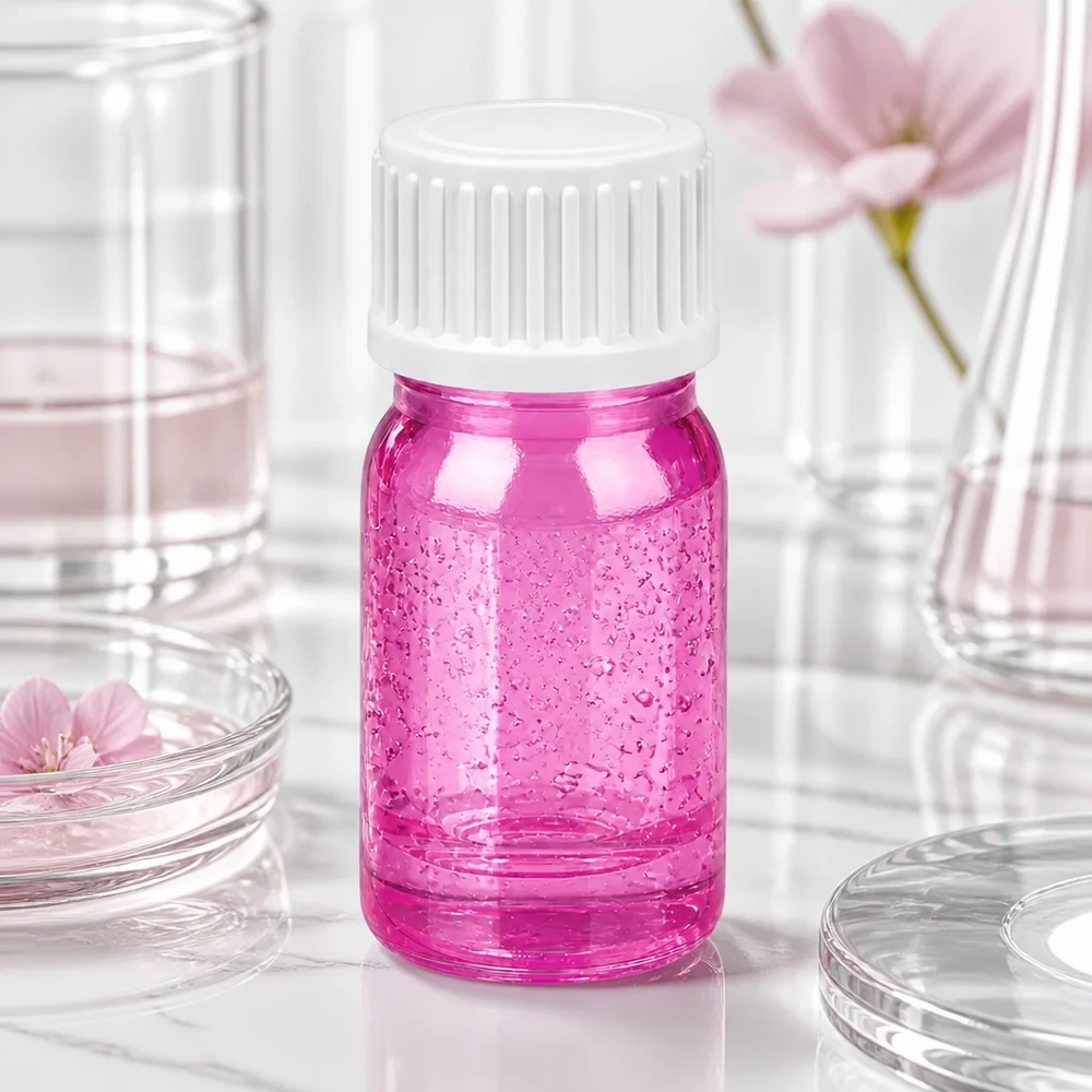 5ml (Globuli)Flasche 3mm Giessring weiß Standard PurpleLine UT18/5 Transparente 5ml Glasflasche rosa eingefärbt mit robustem Verschluss für professionelle Anwendung
