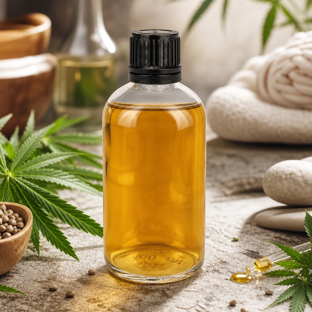 Flacone trasparente da 100 ml in vetro borosilicato con collo stretto da 8 mm per globuli e olio di CBD